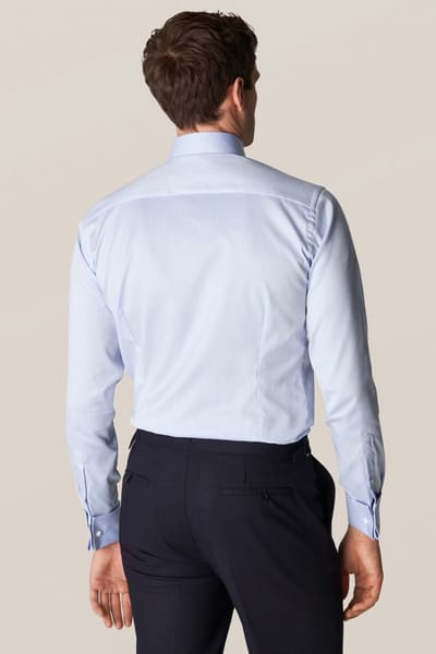 Eton Overhemd Uni Cotton Luxury Signature Twill French Cuffs Licht Blauw / male