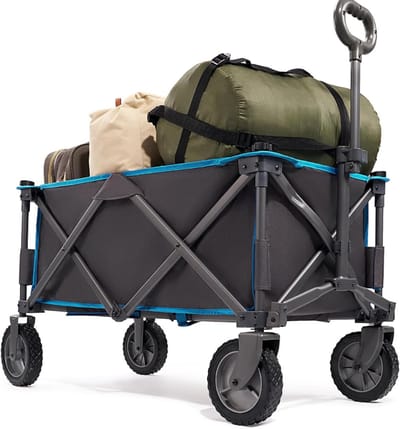 RONN® Strandkar - Bolderkar Opvouwbaar – Boodschappenwagen - Blauw - 89cm x 48cm x 79cm