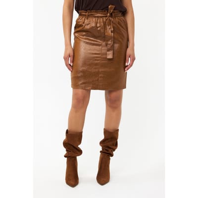 EsQualo Skirt Belt Metallic Crinkle Brandy Größe: 36 | Lederröcke Outlet | Damen