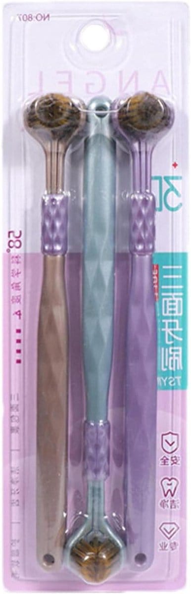 Tandenborstel met drie borstels - 3-zijdige borstel - Grondige reiniging - Effectieve 360 graden techniek - 3 stuks - Blauw