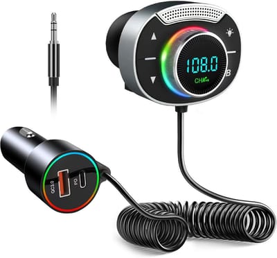 Auto FM Zender - Bluetooth Adapter - Muziek Streamen Bellen - Bluetooth 5.3 Snel Laders - 30W PD QC3.0 - Zwart