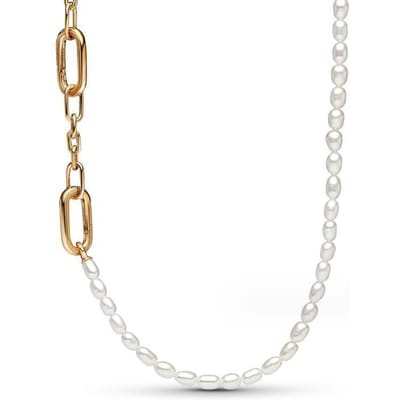Originele ME Slim Behandelde Zoetwater Cultuurparel Ketting Voor Vrouwen 925 Sterling Zilver Europa Kraal Charm Doe-het-zelf Sieraden white