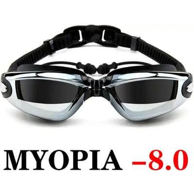Lunettes de Natation Myopie Adulte Bouchons d'Oreilles Anti-Buée HD Lunettes de Soleil Professionnelles pour la Natation Hommes et Femmes Optiques Hydrofuges