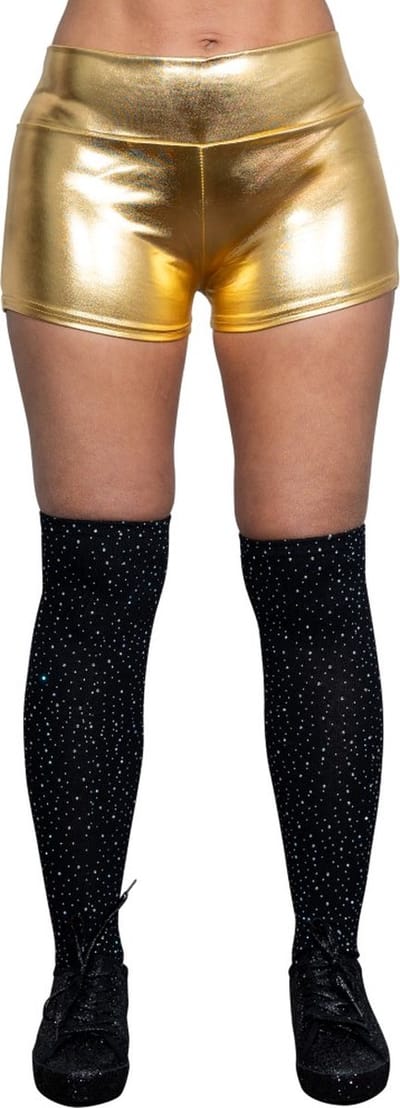 Glanzende hotpants - goud - S - 34 - festival - Toppers 2025