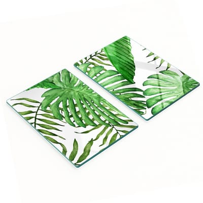 Multifunctionele decoratieve glazen borden met tropische bladeren, 2x40x52 cm