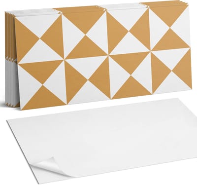 Coloray Plaktegels - Geometrisch driehoekspatroon Wandtegel Zelfklevend - 60 cm x 30 cm - Beige Plaktegels - 6 stuks - Rechthoek PVC Tegels - Plaktegels Keuken - Zelfklevende Vloertegels Badkamer - Vinyltegels Vloer Zelfklevend - Portugese Tegels