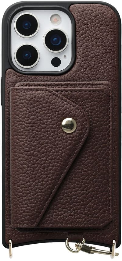 AVY Leren Hoesje Geschikt voor Apple iPhone 16 Pro | Met Magnetische Kaarthouder | Compatibel met MagSafe | Leather Case met Wallet | Chocolate