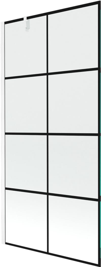 Mexen Next 1-delige badwand 90 x 150 , zwart raster, wit - 895-090-000-00-77-20