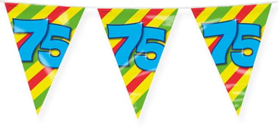 LUQ – Vlaggenlijn Happy Party 75 Jaar – Veelkleurig – 10 m Luxe Verjaardag Feest Versiering – Slinger – Direct Ophangen