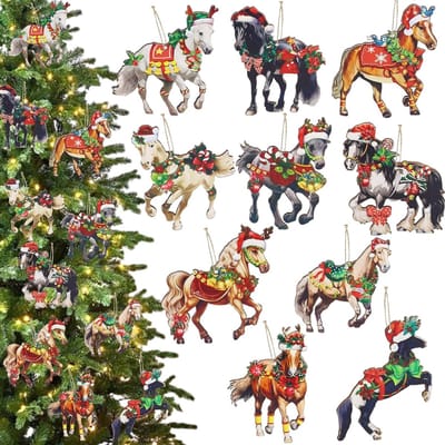 Houten Kerstdecoratie, 40 Stuks, Paard Hangers voor de Kerstboom, Unieke Ornamenten en Versiering voor de Feestdagen