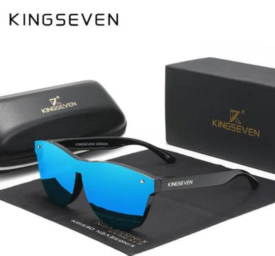 KINGSEVEN Heren Zonnebril - Zwarte Pootjes met Blauw Spiegelglazen - N756