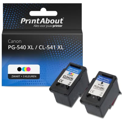 PrintAbout huismerk Inktcartridge PG-540 XL / CL-541 XL Zwart + 3 kleuren Multipack Hoge capaciteit Geschikt voor Canon