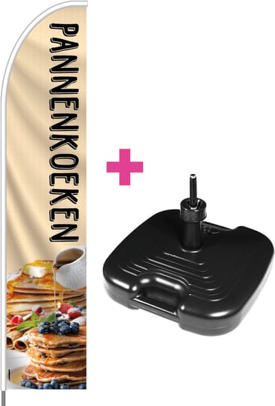 Beachflag - Pannenkoeken #2 - Vlag + Parasolvoet + Rotator + Hengelsysteem + Draagtas - Actievlag.nl