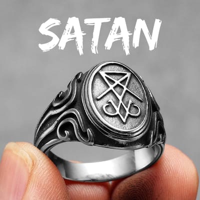 Lucifer Duivel Satan Heren Ringen Roestvrij Staal Punk Rock Vintage Coole Dingen Modeaccessoires Sieraden Voor Vrouwen Cadeau 13 white
