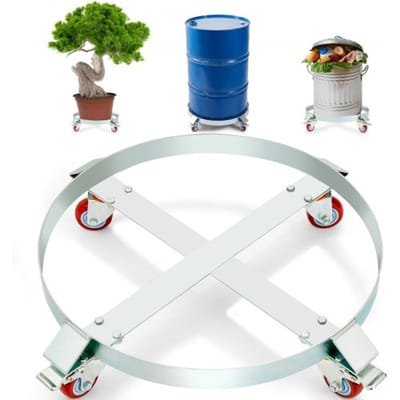 VEVOR Vatenroller 250L Transportroller Gemaakt van koolstofstaal Metalen rollenbord Binnendiameter Ø 607mm Vatenwagen met 4 universele wielen Trolley Transportwagen voor het vervoeren van vaten tot 454 kg