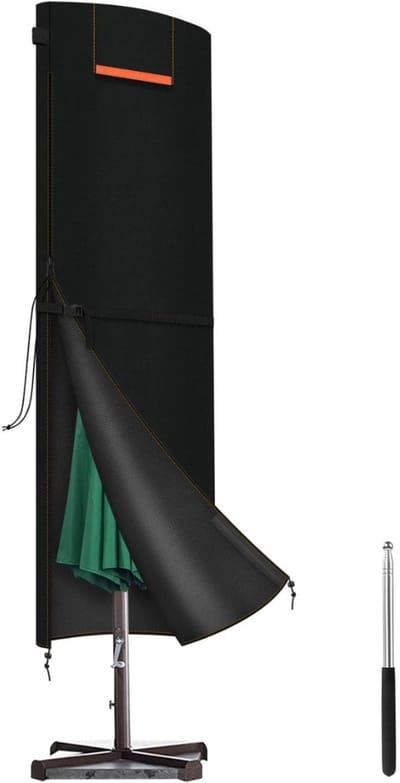 Famanu – Beschermhoes Parasol Hoes voor Zweefparasol Ø 2-4m - 420D Oxford-stof Waterdichte Parasolhoes - Afdekzeil voor Parasol met Stang Terrasparapluhoezen Weerbestendig 220x50/50 cm