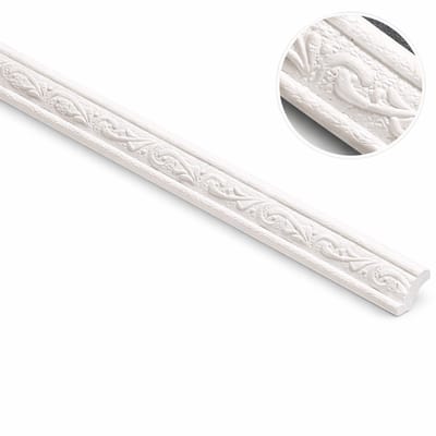 BukkitBow - Zelfklevende 3D Sierlijst Plint - Flexibele Wand Plakplint - Klassiek Lijstwerk - 2,3 Meter Lang - 4,5cm Breed - Wit