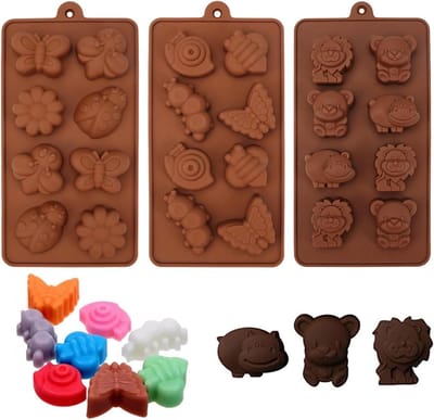 Siliconen Chocoladevormen Voor Dieren - Anti-aanbak Moule - DIY Snoep En Gelei - Set Van 3 Stuks