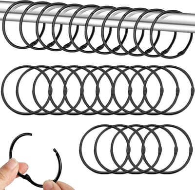 Set van 40 metalen gordijnringen van 50mm voor douchegordijnen en gordijnstangen, zwart, duurzaam en stijlvol