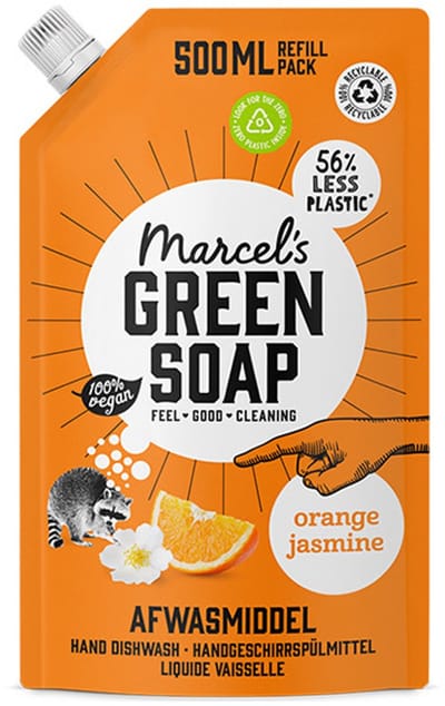 Marcel's Green Soap Handzeep Navulling Orange & Jasmijn – 500 ml – Milieuvriendelijke Handzeep – Vegan & 97% Biologisch Afbreekbaar