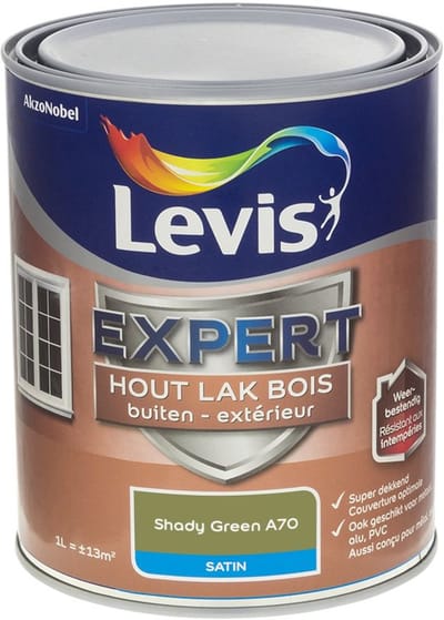 Levis - Expert Hout Lak Buiten Satin Mix - Shady Green A70 - Mengverf - 1 L