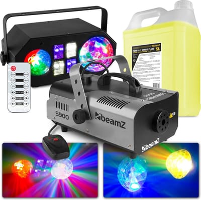 Discolamp met rookmachine - BeamZ - Complete lichtshow met 4 effecten