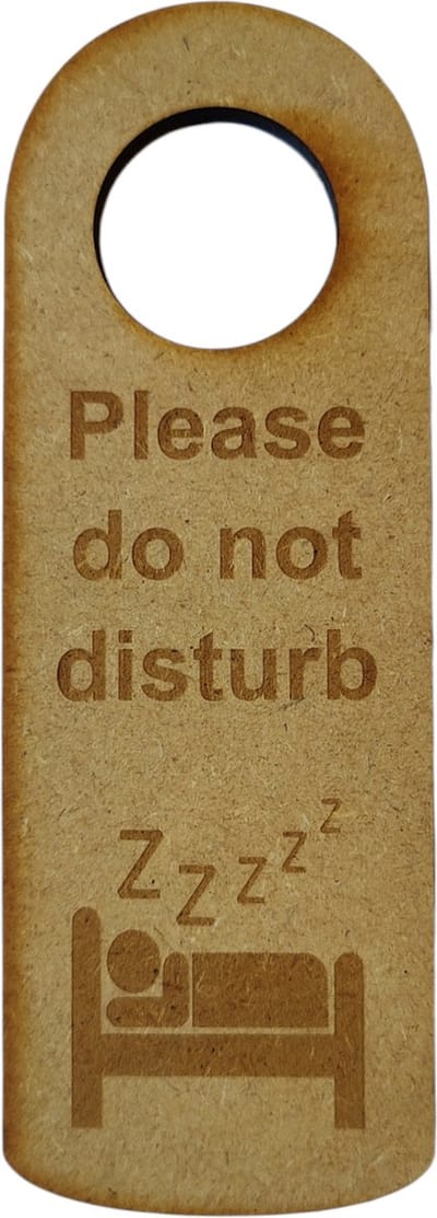 Djemzy - deur bordje - deurhanger - please clean the room - please do not disturb - dubbelzijdig - laser gegrafeerd hout - 6 mm mdf