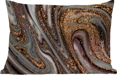 Buitenkussens - Marmerlook - Goud - Glitter - Luxe - Marmer - Wit - 60x40 cm - Weerbestendig