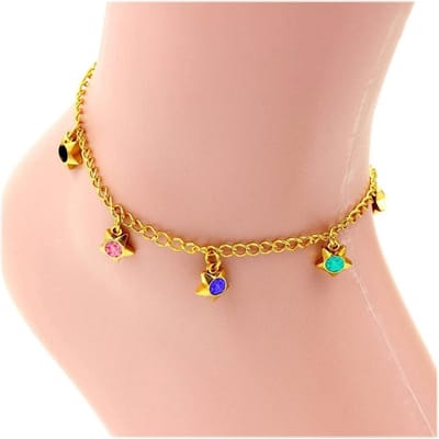 Anklet Ketting - Enkelbandje Vrouw - Strandfeest - Kristallen Hanger - Verstelbaar - Goudkleurig