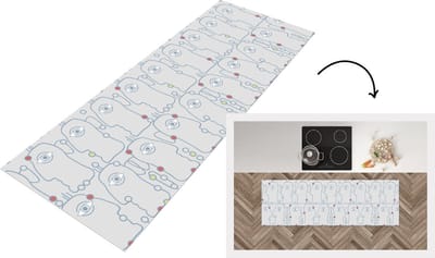 Keukenloper - Loper keuken - Line Art - Gezicht - Patroon - 150x50 cm - Keukenloper vinyl