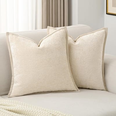Kussenhoezen Set - Decoratieve Kussenslopen - Woonkamer Decoratie - Zachte Chenille Stof - 50x50 cm - Beige