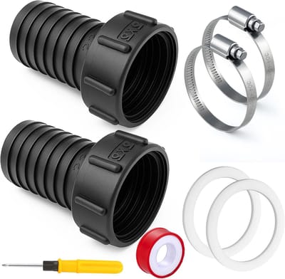 S60 x 6 voor slangtule, binnendraad op tule 50 mm, IBC-tankaccessoires, IBC-adapter voor een groot aantal buizen en ventielen, 2 stuks