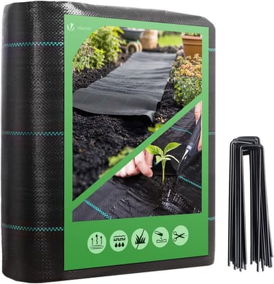 Mulchvlies 2x25 m met 50 haringen - UV-bescherming, scheurvast, waterdoorlatend
