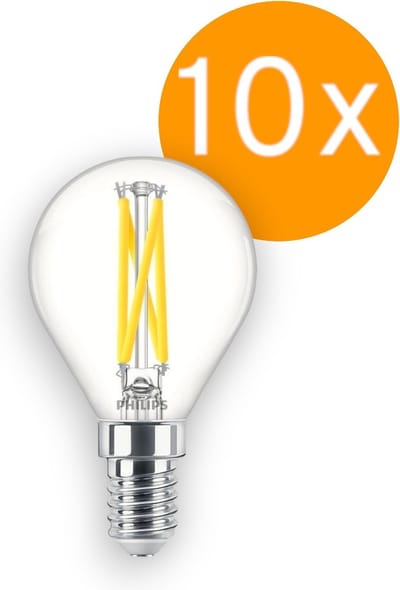 10 stuks | Philips LED kogellamp 2.5W/927-922 340lm Helder DimTone | Beste kleurweergave | E14 | Extra Warm Wit | 2.5 watt | 25.000 Branduren