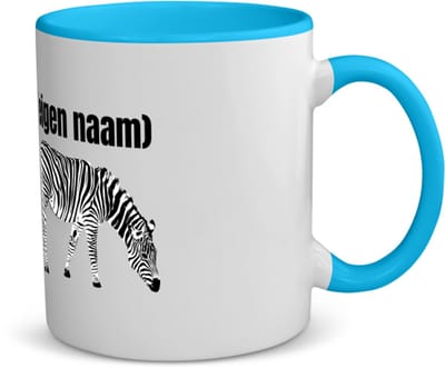 Akyol - zebra met eigen naam koffiemok - theemok - blauw - Zebra - dieren liefhebber - iemand die houdt van zebra's - verjaardag - cadeau - kado - geschenk - 350 ML inhoud