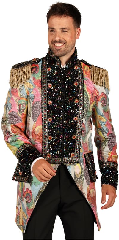 Thetru Carnavalsjas Heren - Color Birds - Disco Epauletten Jas - Maat L