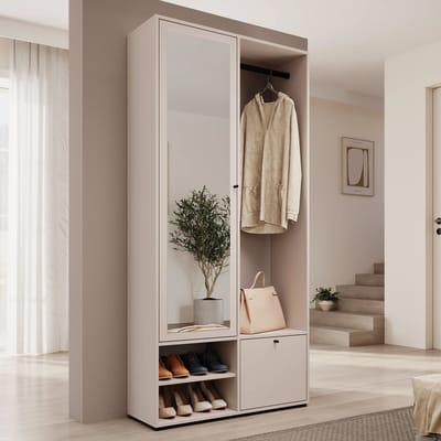 Meubella - Deacon - Halkast met 2 deuren - Beige