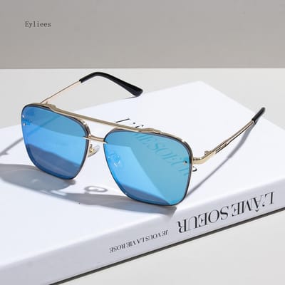Lunettes de Soleil Punk en Alliage Métallique à Grande Monture Protection Solaire pour Hommes Adultes Femmes Adultes Tendance Cool Design pour Conduite Chauffeur blue