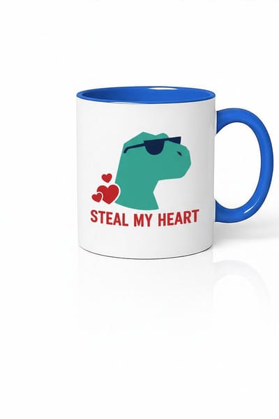 Dino Steal My Heart Mok | Grappige Dinosaurus Beker met Zonnebril | Liefde Cadeau
