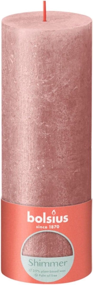 Roze stompkaars met shimmer effect 190 mm