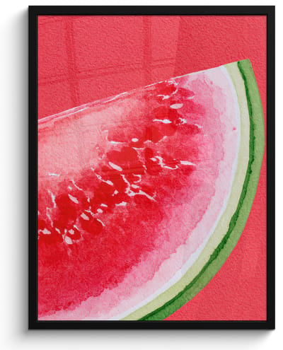 Poster in lijst - Fotolijst 50x70 cm - Posters - Watermeloen - Rood - Zomers - Posterlijst zwart - Decoratie - Wanddecoratie woonkamer - Muurdecoratie slaapkamer