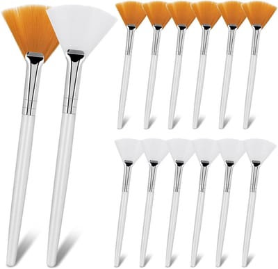 Set van 14 Make-up Kwasten voor Gezicht, Inclusief Fan Brushes en Applicator Brush, Perfect voor Moddermaskers en Cosmetische Toepassingen