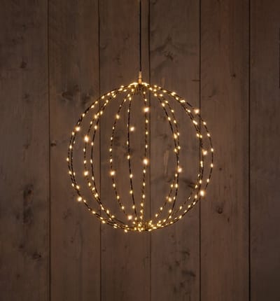 Anna's Collection Verlichte kerstbal hangdecoratie - D50 cm - 216 led - 24 flash lampjes - warm wit - metaal - kerstverlichting