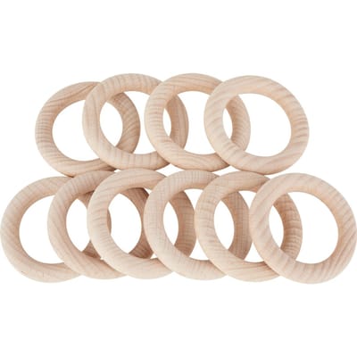 Houten ringen - Ø 56 mm, 10 stuks
