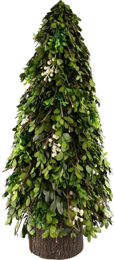 Dekoratief | PlantenKegel vorm op voet, groen/naturel, pvc, 26x26x60cm | A240965