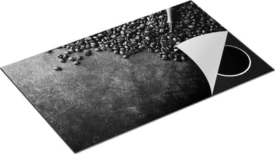 Chefcare Inductie Beschermer Koffiebonen met een Lepel - Zwart Wit - 85x52 cm - Afdekplaat Inductie - Kookplaat Beschermer - Inductie Mat