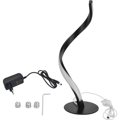 S-vormige LED Spiraal Tafellamp Leeslamp Klein Nachtlampje voor Bedzijde  (Zwart ) zwart
