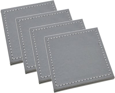 H&S Collection Glazen onderzetters - 8x stuks - grijs - kunstleder - 10 cm