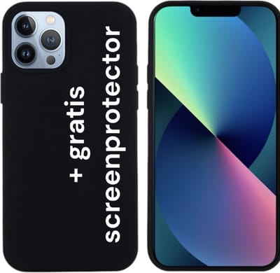 Hoesje Geschikt voor Apple iPhone 13 pro max TPU back cover/ telefoonhoesje voor iphone 13 pro max/achterkant hoesje kleur Zwart/+ gratis screenprotector