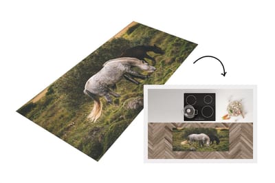 Keukenloper - Loper keuken - Paarden - Gras - IJslander - 120x50 cm - Keukenloper vinyl